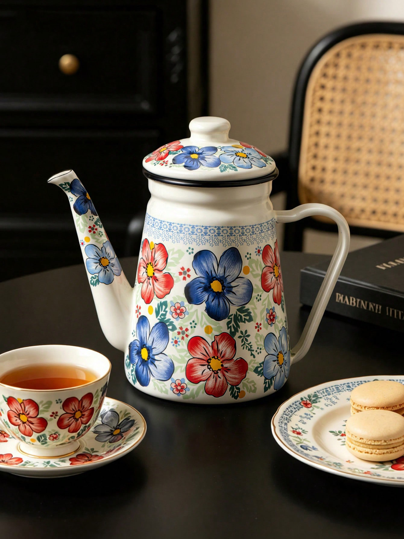 Floral Pattern Enamel Teapot w - Vintage Coffee Equipment avis et prix